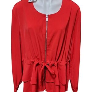 Rebel Wilson Angels Fiery Red Ruffle Top Blouse jacket 2X New  career formal